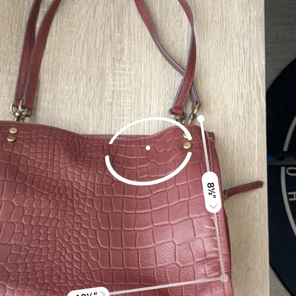 AMERICAN LEATHER CO. Lenox Brown triple entry leather Crocodile-Embossed bag - Picture 7 of 16